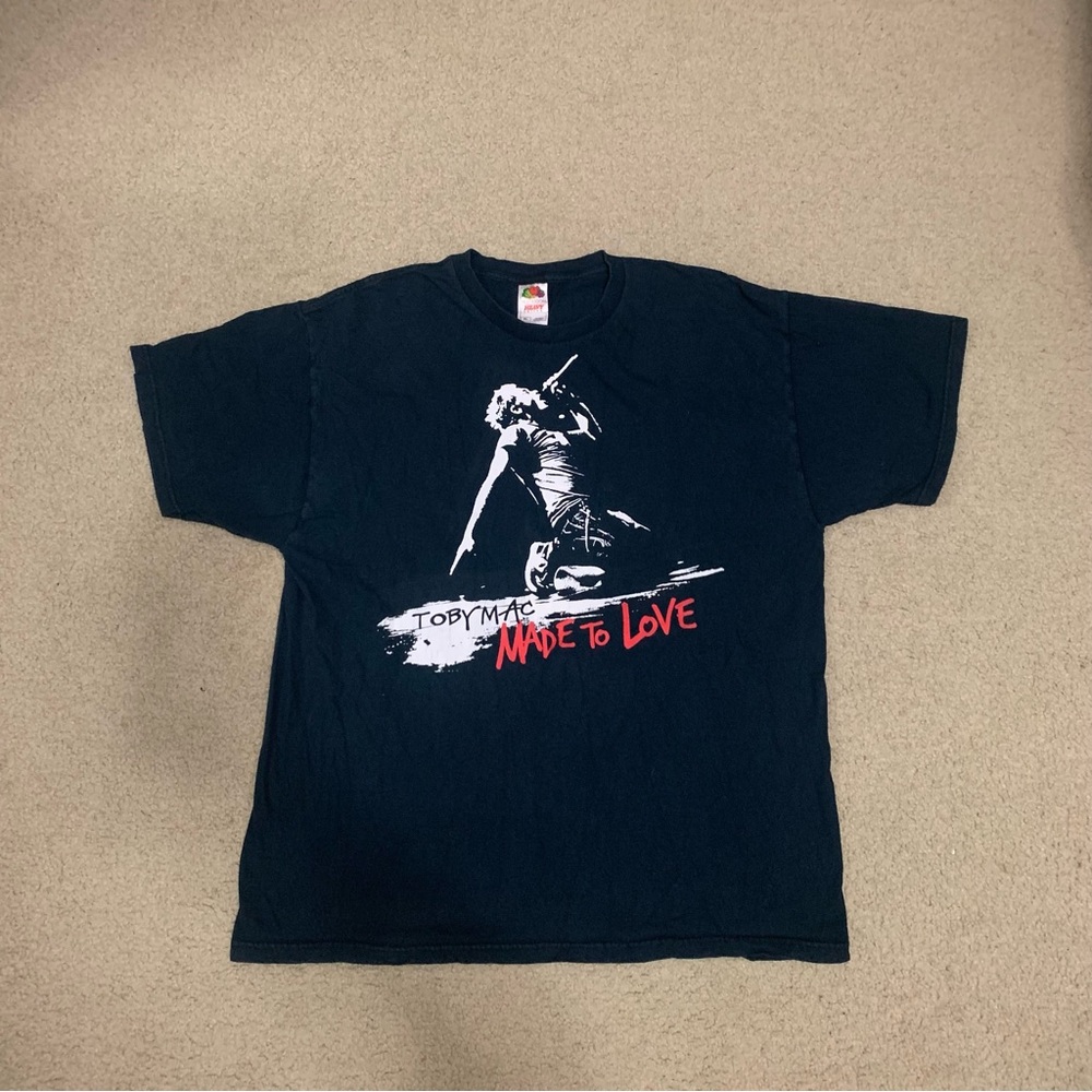 Vintage Fruit Of The Loom Toby Mac Made To Love Black T-Shirt Men’s Size XL